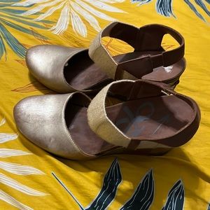 OTB wedge bronze leather heel shoes size 10